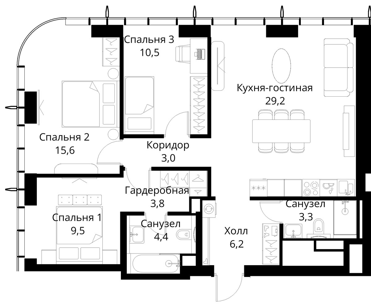 Планировка 85.5 м²