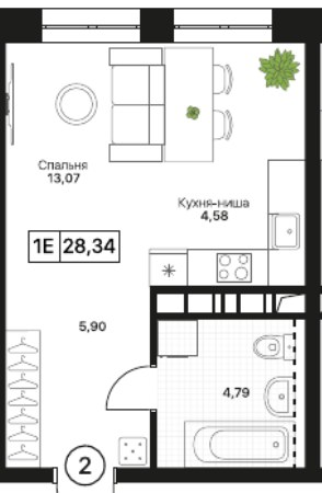 Планировка 28.4 м²