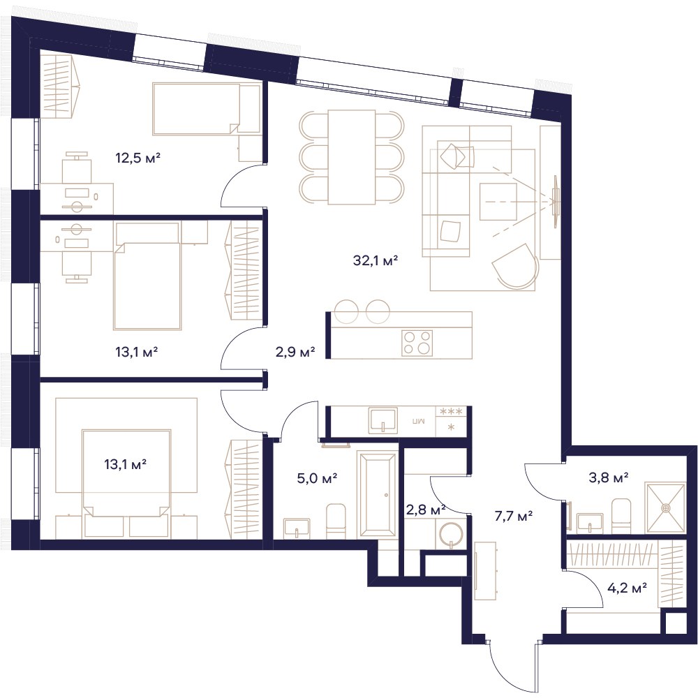 Планировка 97.7 м²