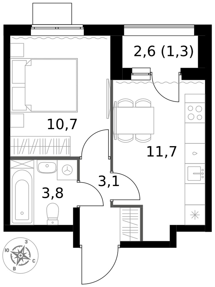 Планировка 30.6 м²