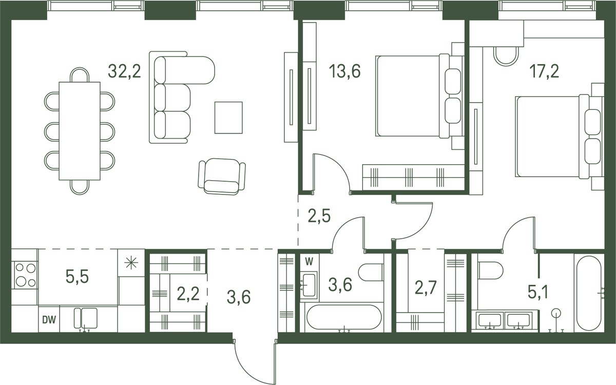 Планировка 88.2 м²
