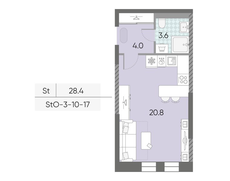 Планировка 28.4 м²