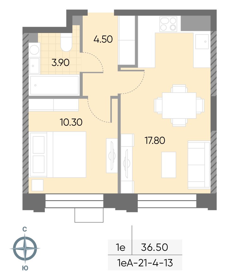 Планировка 36.5 м²