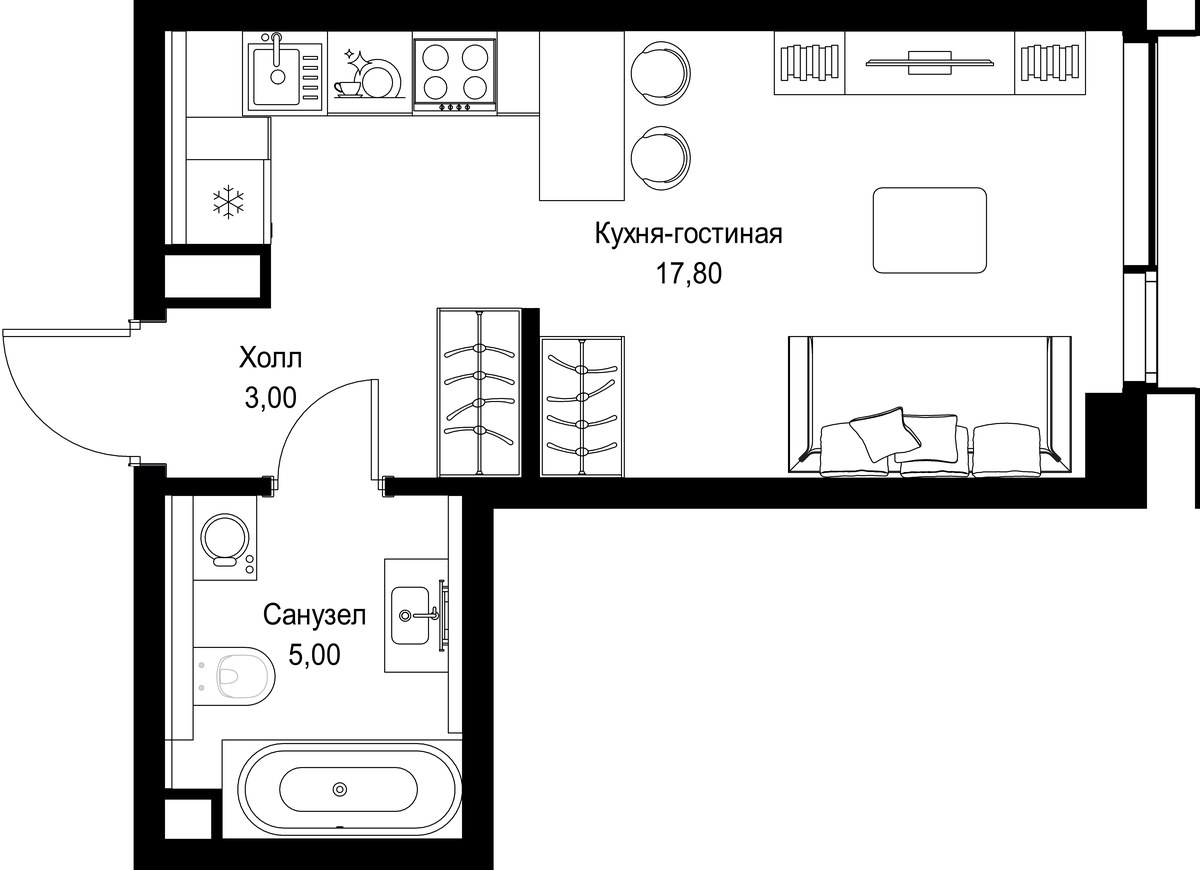 Планировка 25.8 м²