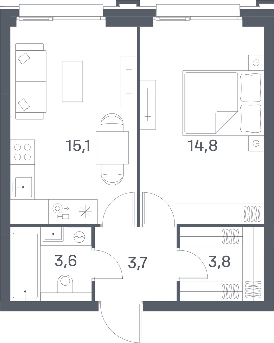 Планировка 41.0 м²