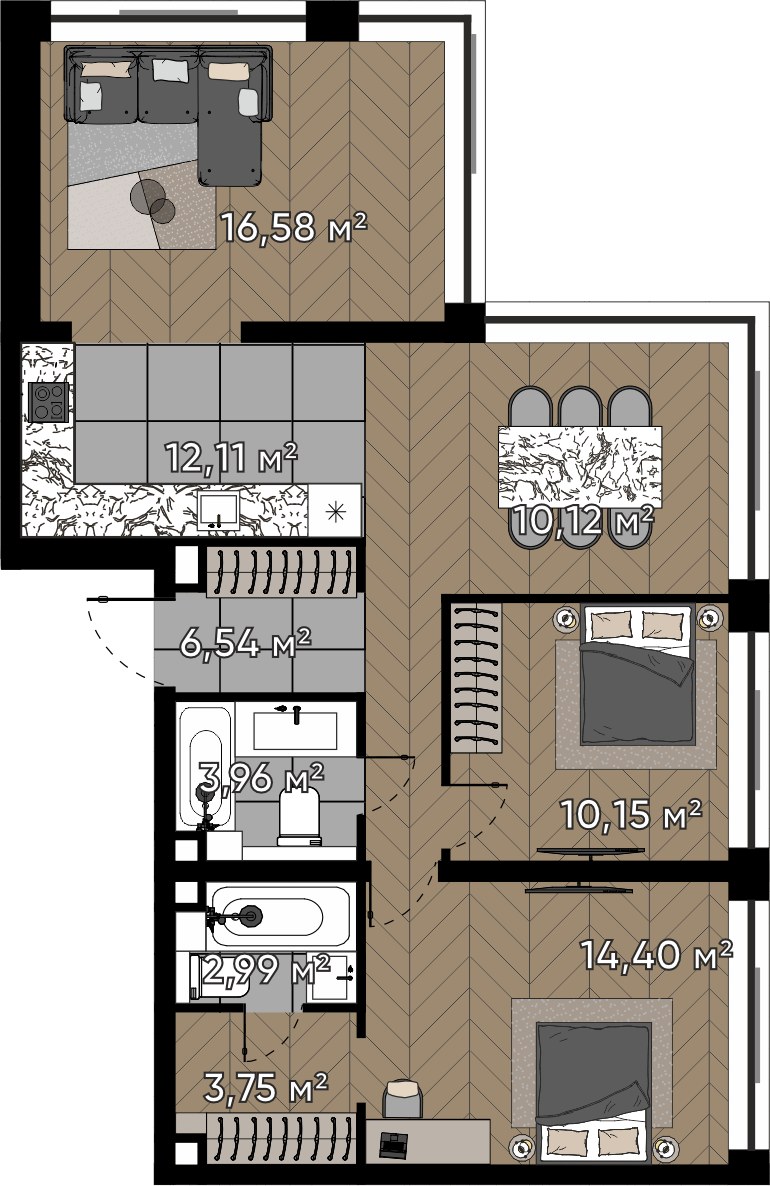 Планировка 80.6 м²