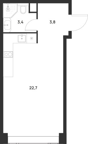 Планировка: Студия, 29.9 м²