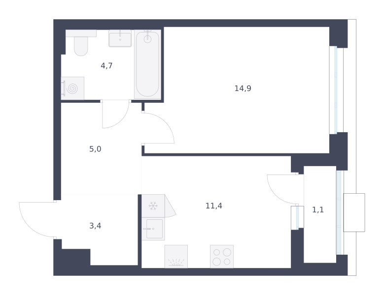 Планировка 40.5 м²
