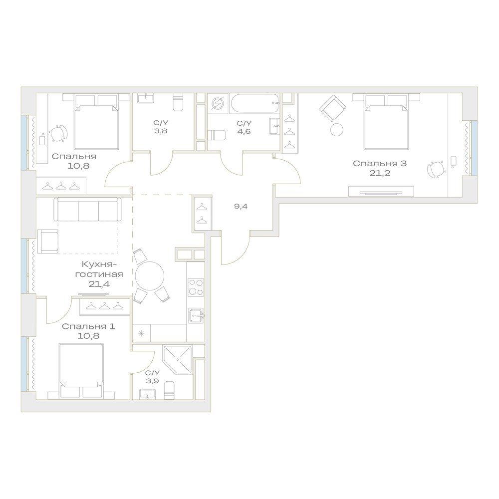 Планировка 85.6 м²