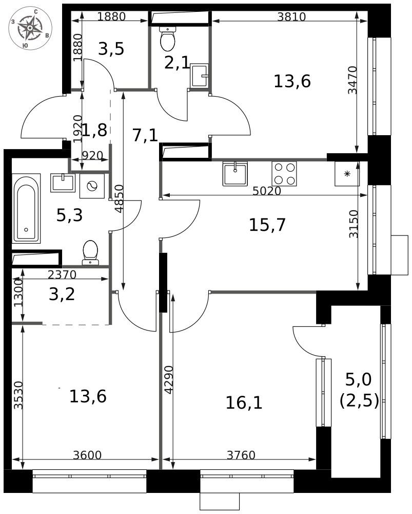 Планировка 84.5 м²