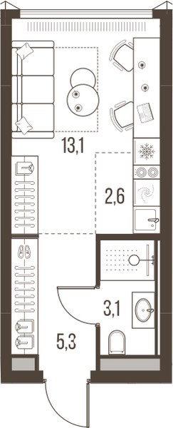 Планировка 24.1 м²