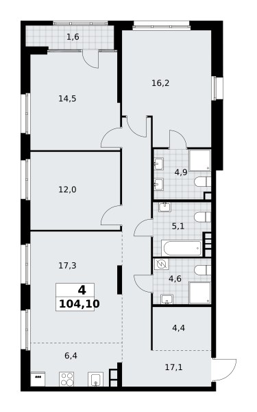 Планировка 104.6 м²