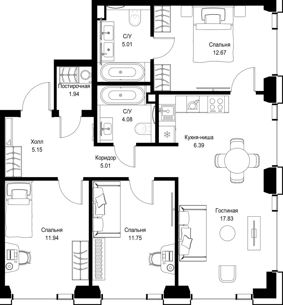 Планировка 81.77 м²