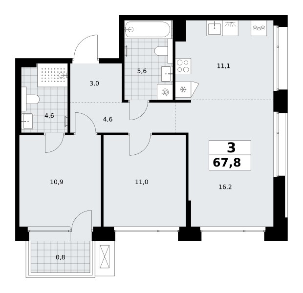 Планировка 67.8 м²