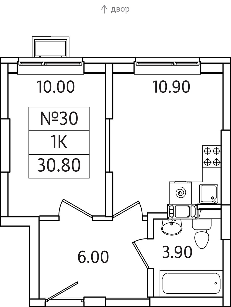 Планировка 30.8 м²