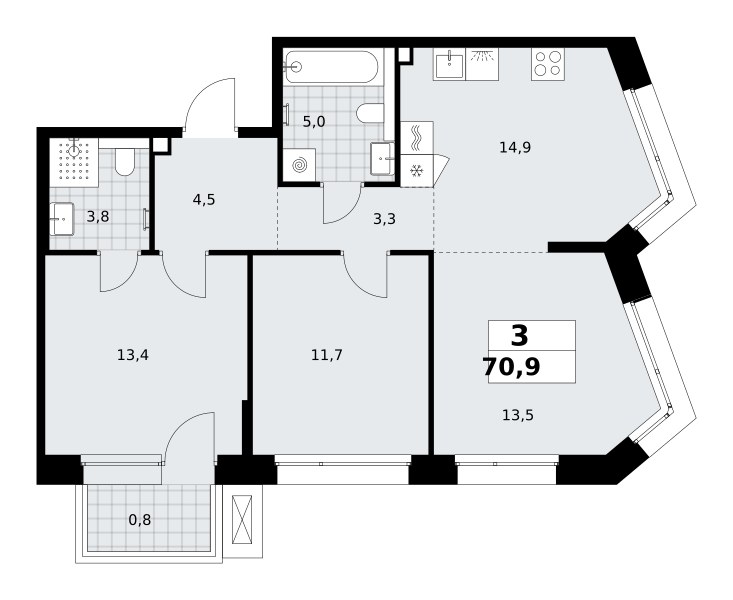 Планировка 70.9 м²