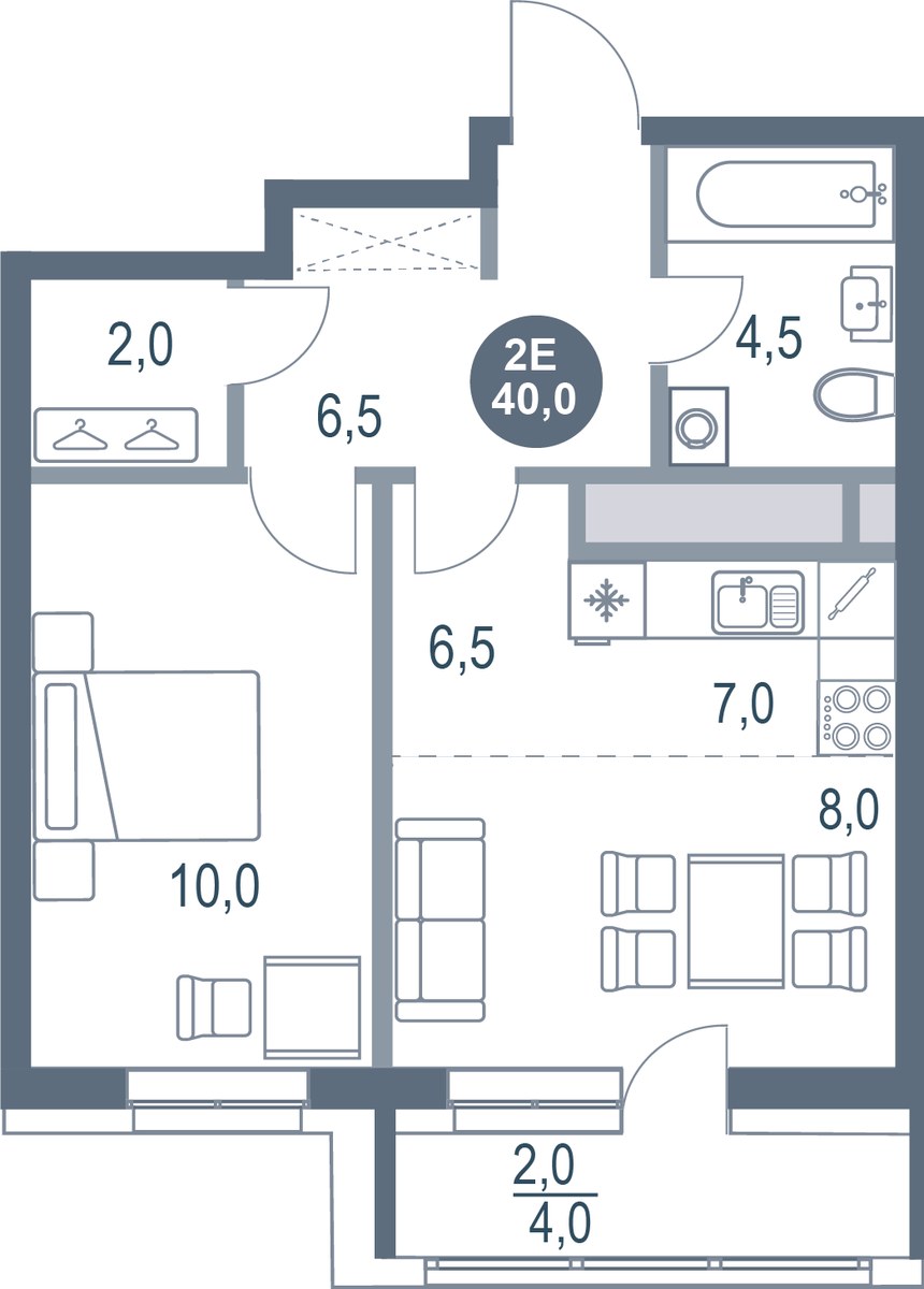 Планировка 40.0 м²