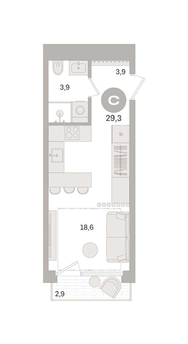 Планировка 29.3 м²