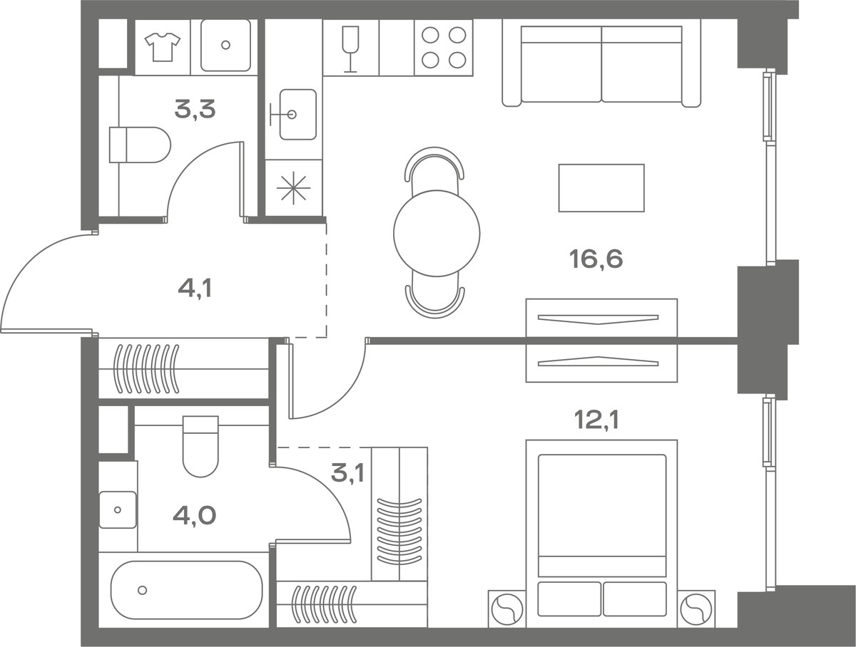 Планировка 43.2 м²