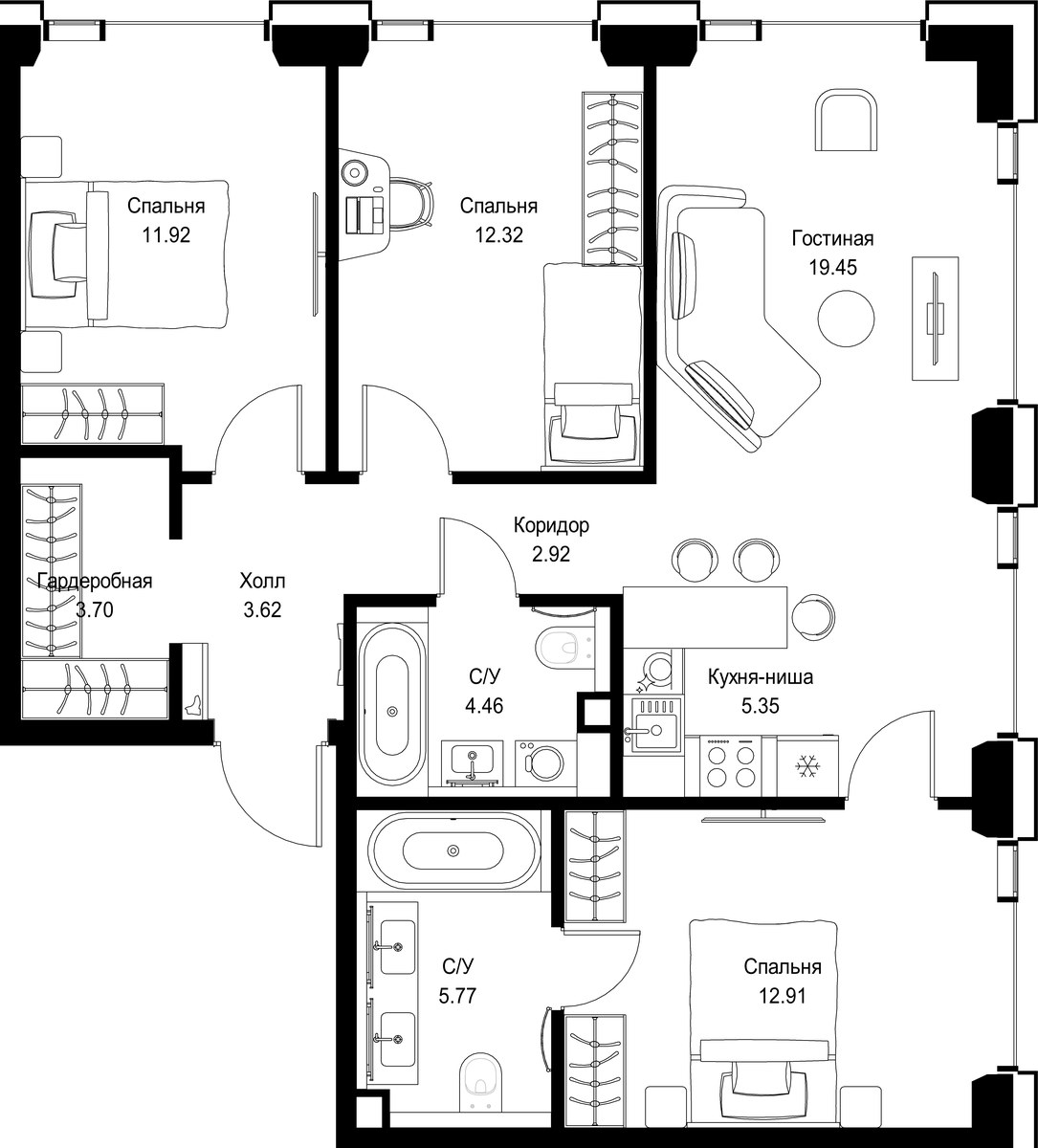 Планировка 82.42 м²