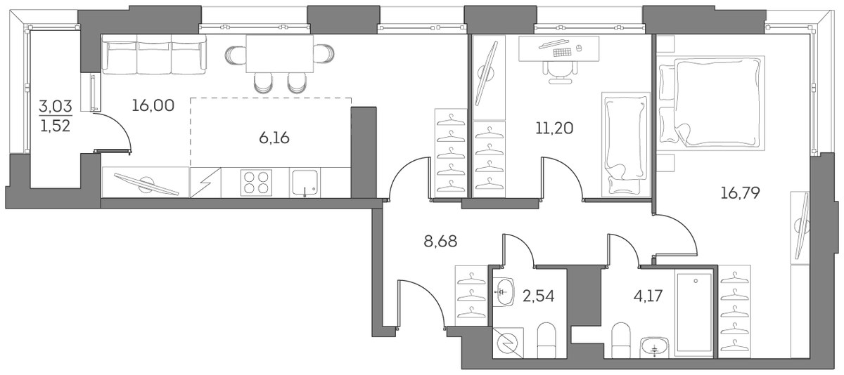 Планировка 67.06 м²