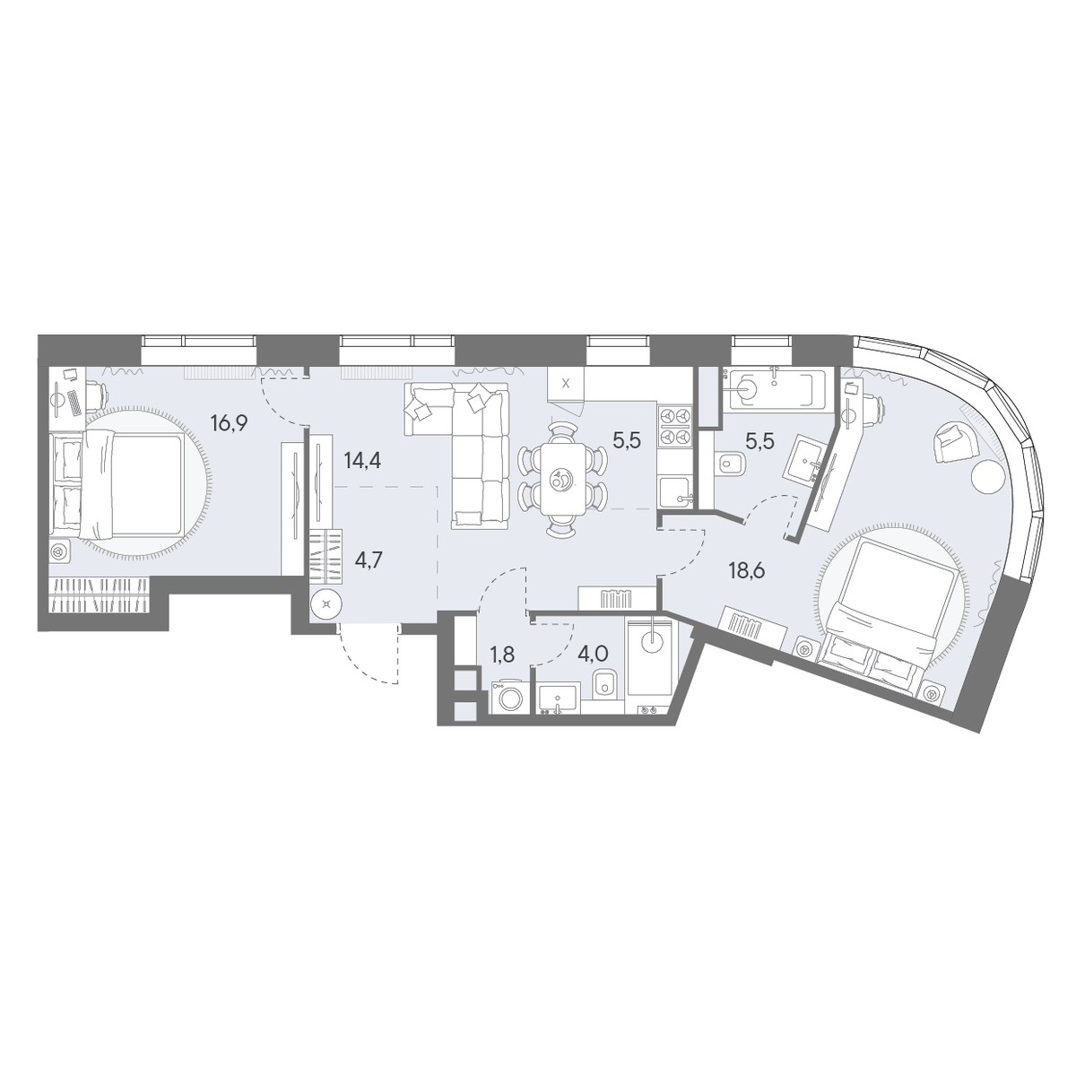 Планировка 71.4 м²
