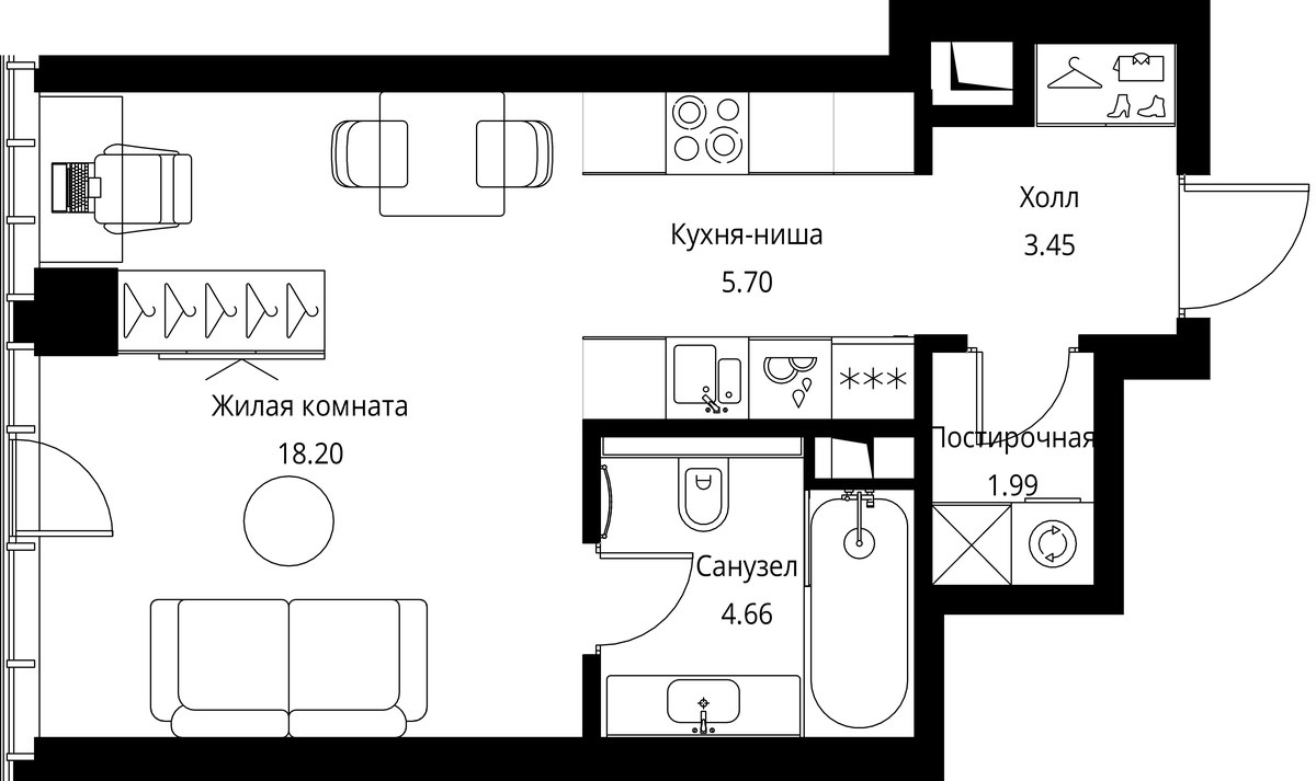 Планировка 34.0 м²