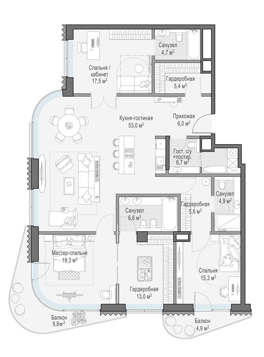 Планировка 161.6 м²