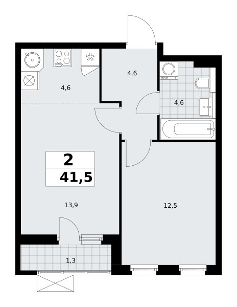 Планировка 41.6 м²