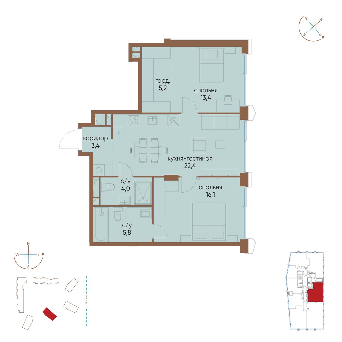 Планировка 70.3 м²