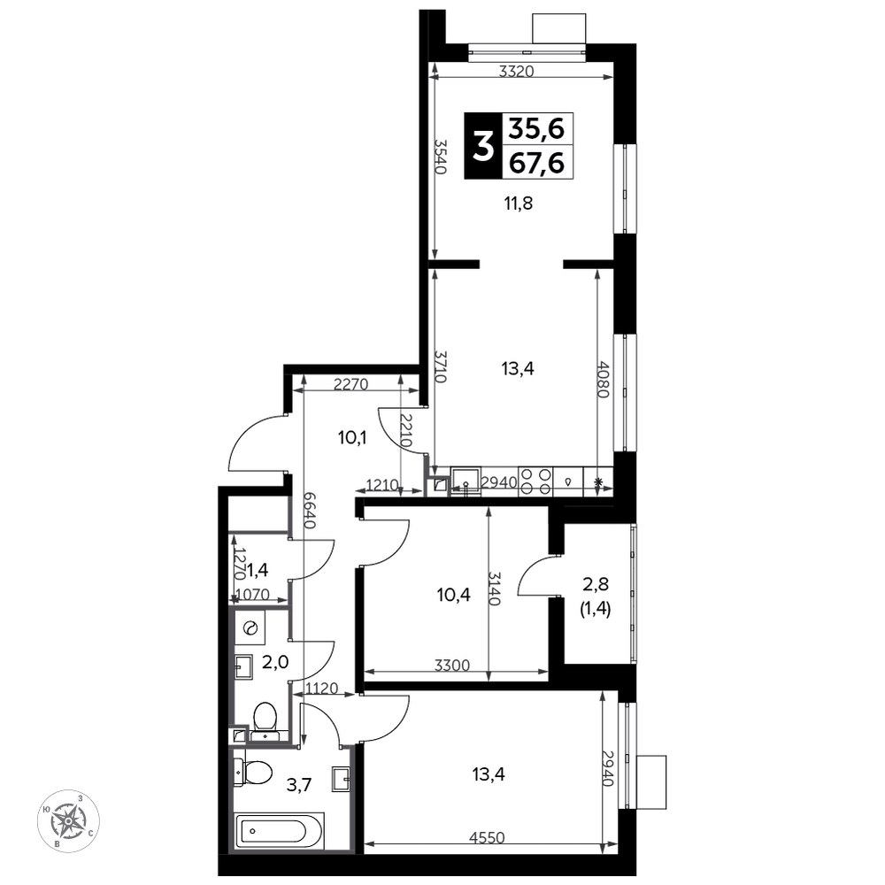 Планировка 68.6 м²