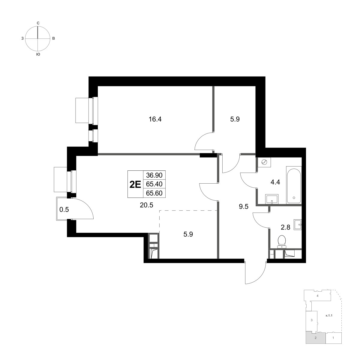 Планировка 65.6 м²
