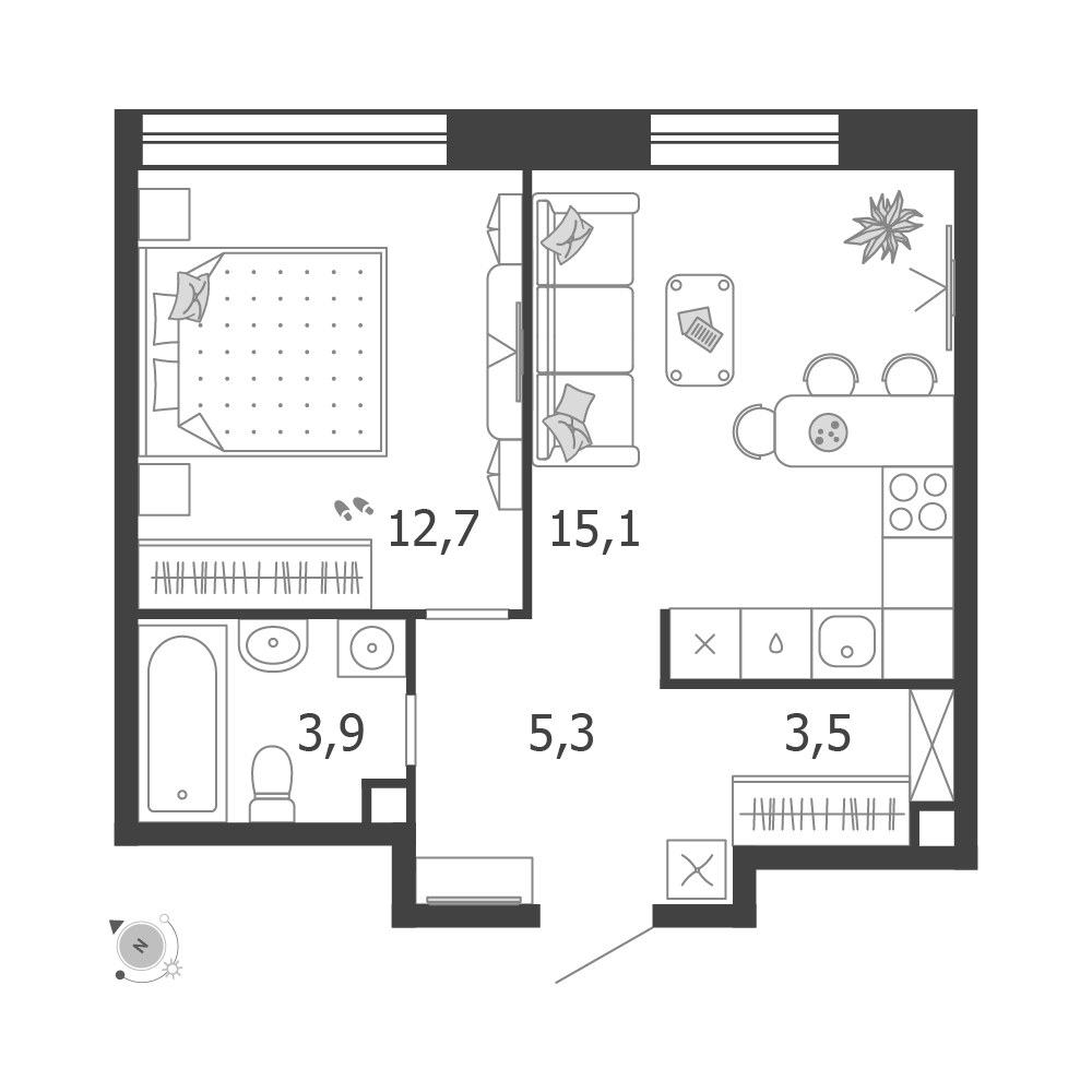 Планировка 40.5 м²