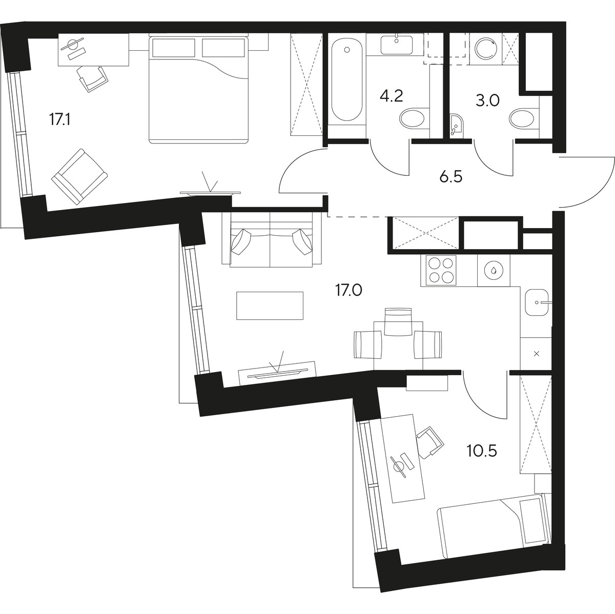 Планировка 58.3 м²