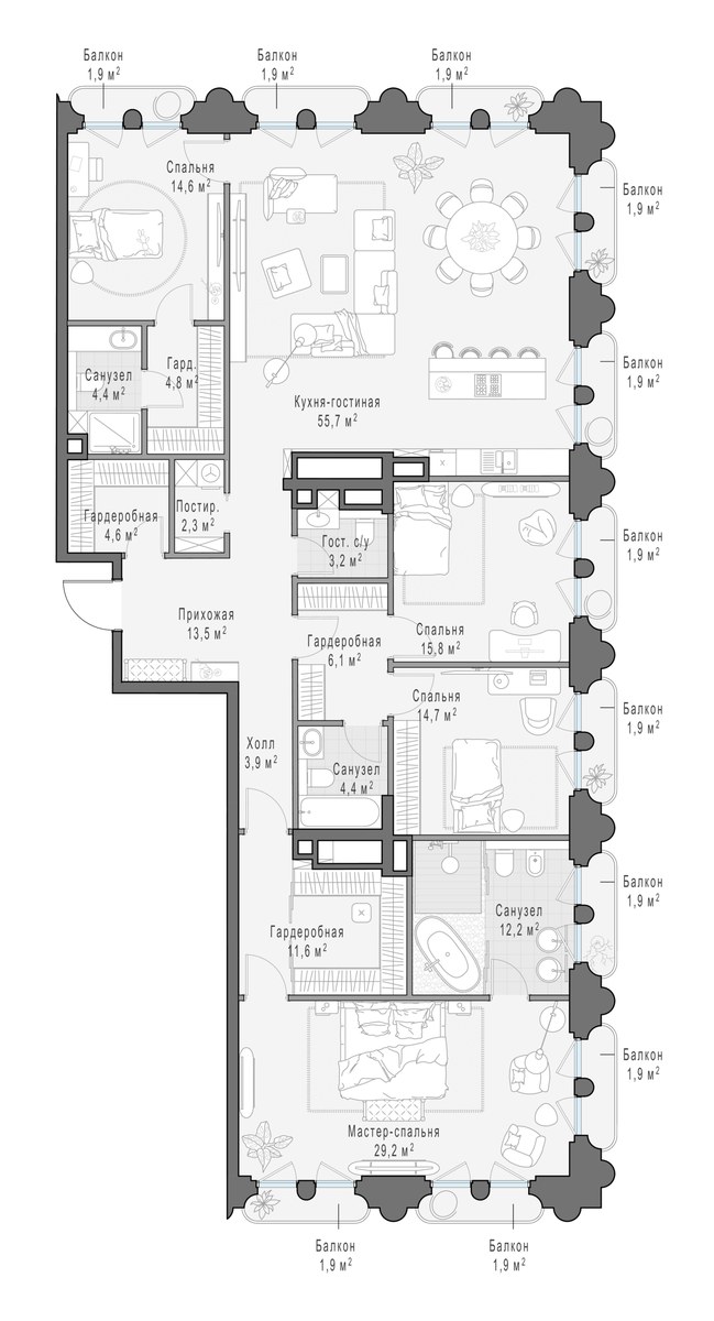 Планировка 206.8 м²