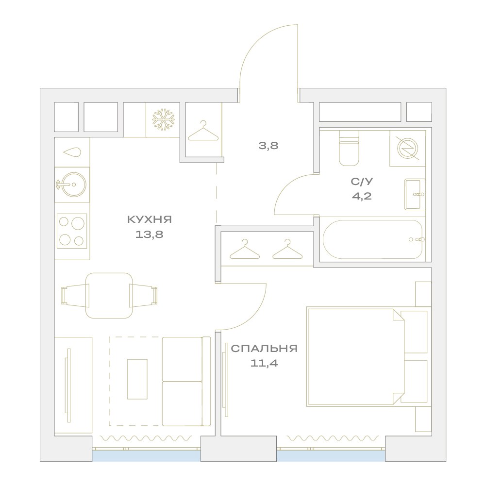 Планировка 33.2 м²