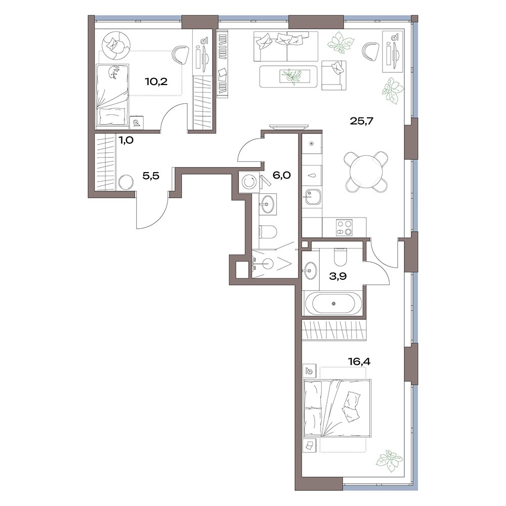 Планировка 68.7 м²