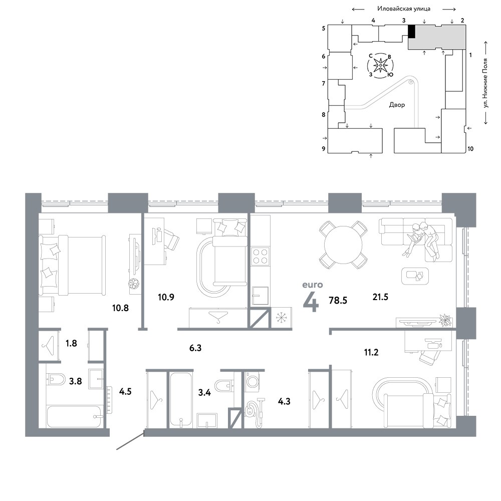 Планировка 78.5 м²
