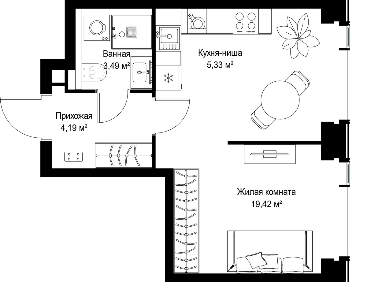 Планировка 32.43 м²