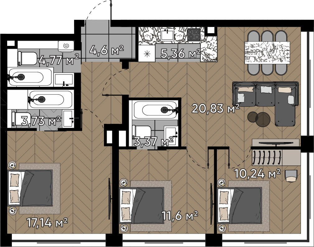 Планировка 81.64 м²