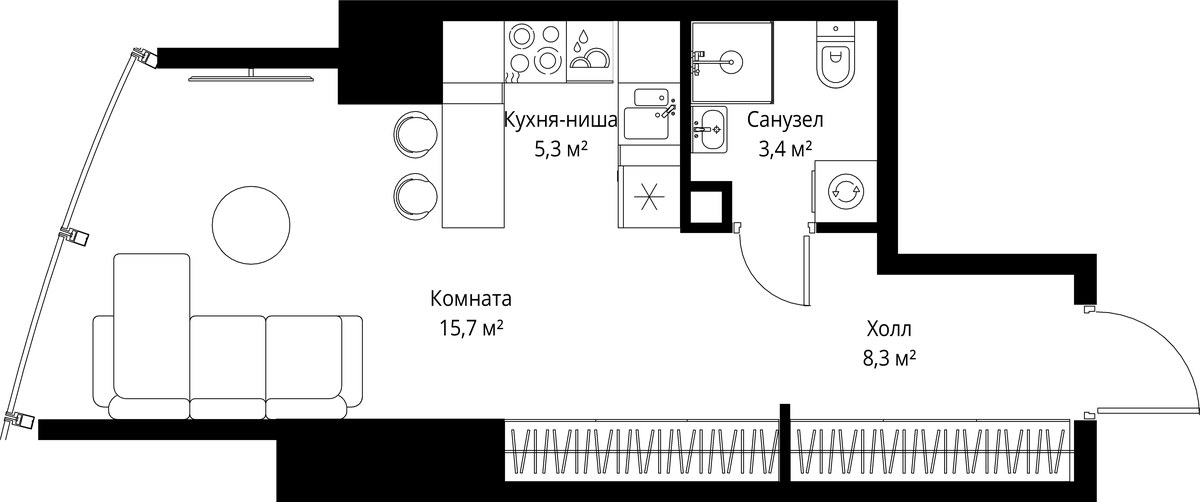 Планировка 32.7 м²
