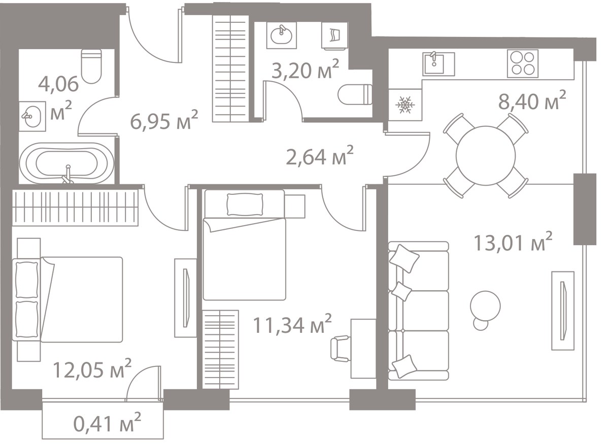Планировка 62.06 м²