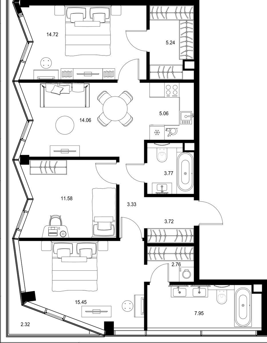 Планировка 89.96 м²