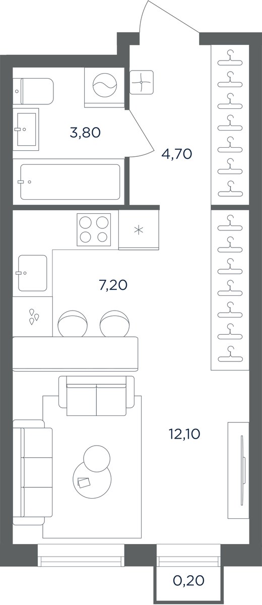 Планировка 27.8 м²