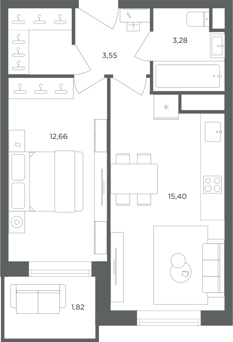 Планировка 39.3 м²