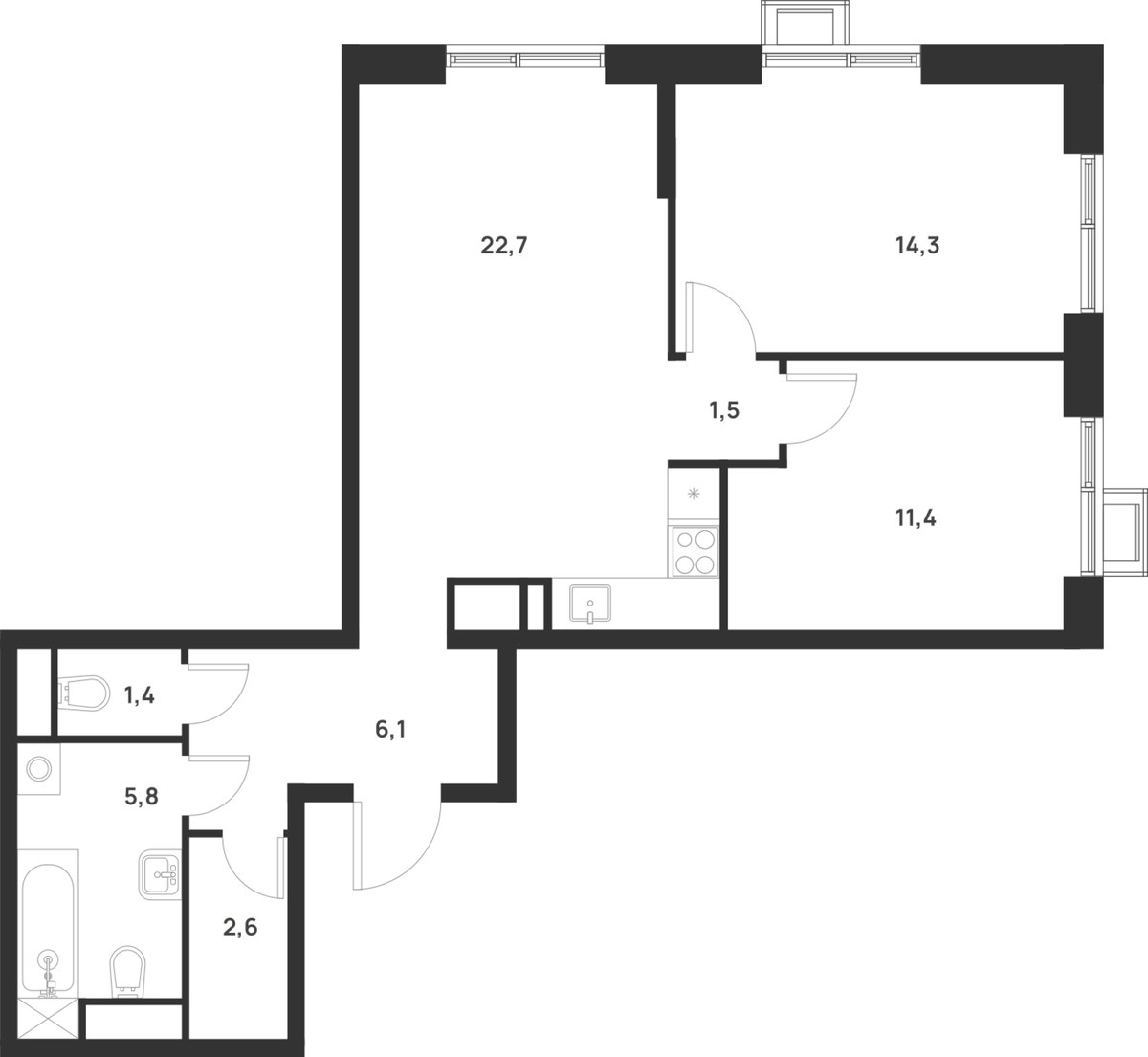 Планировка 65.8 м²