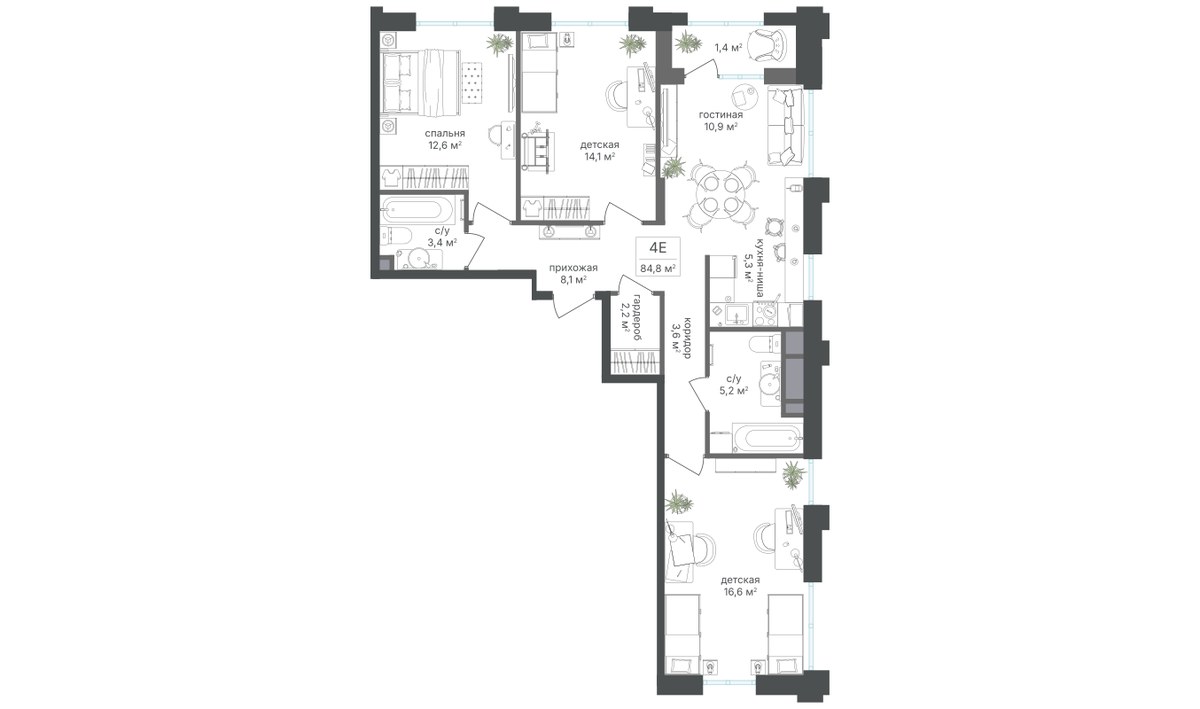 Планировка 84.5 м²