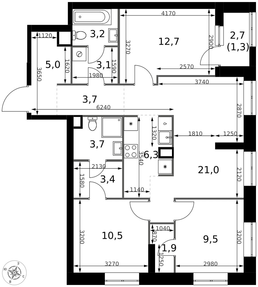 Планировка 85.3 м²