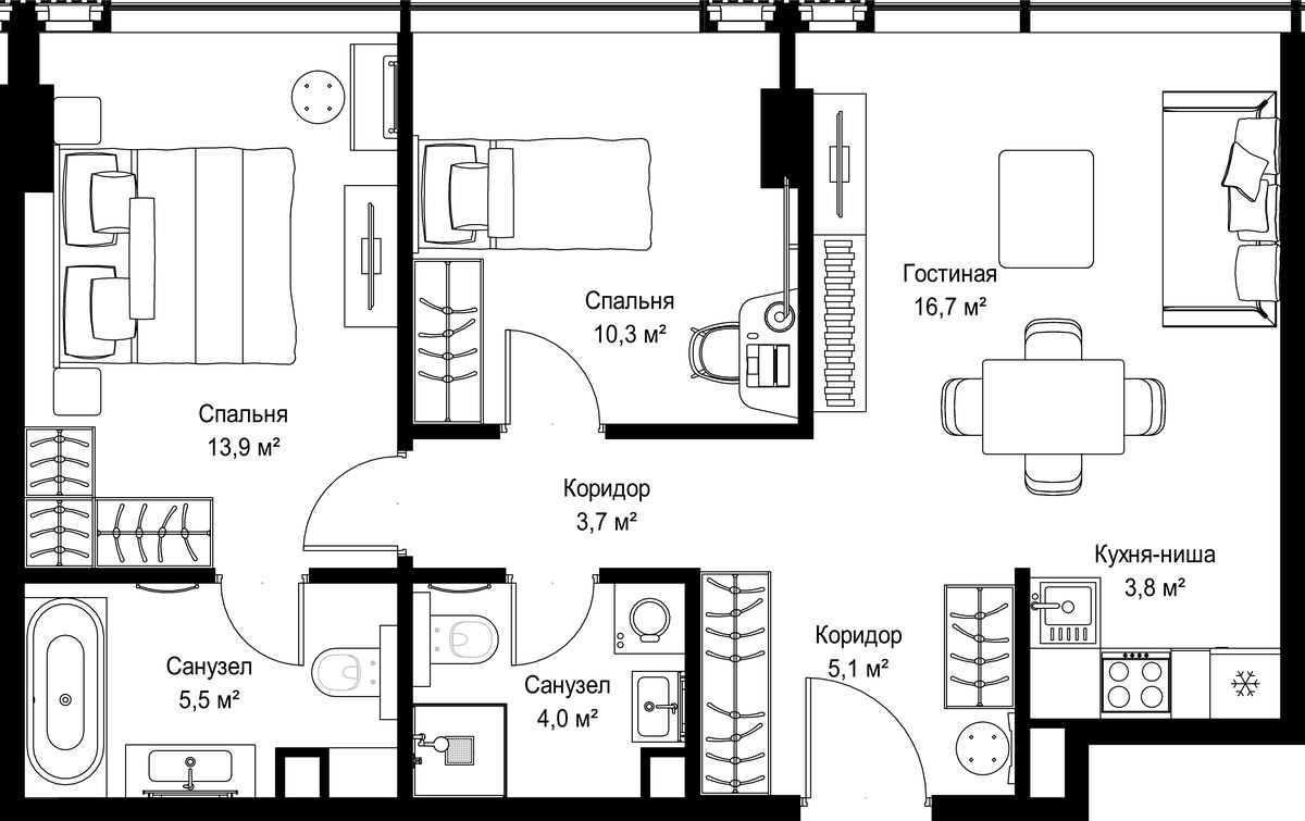 Планировка 63.0 м²
