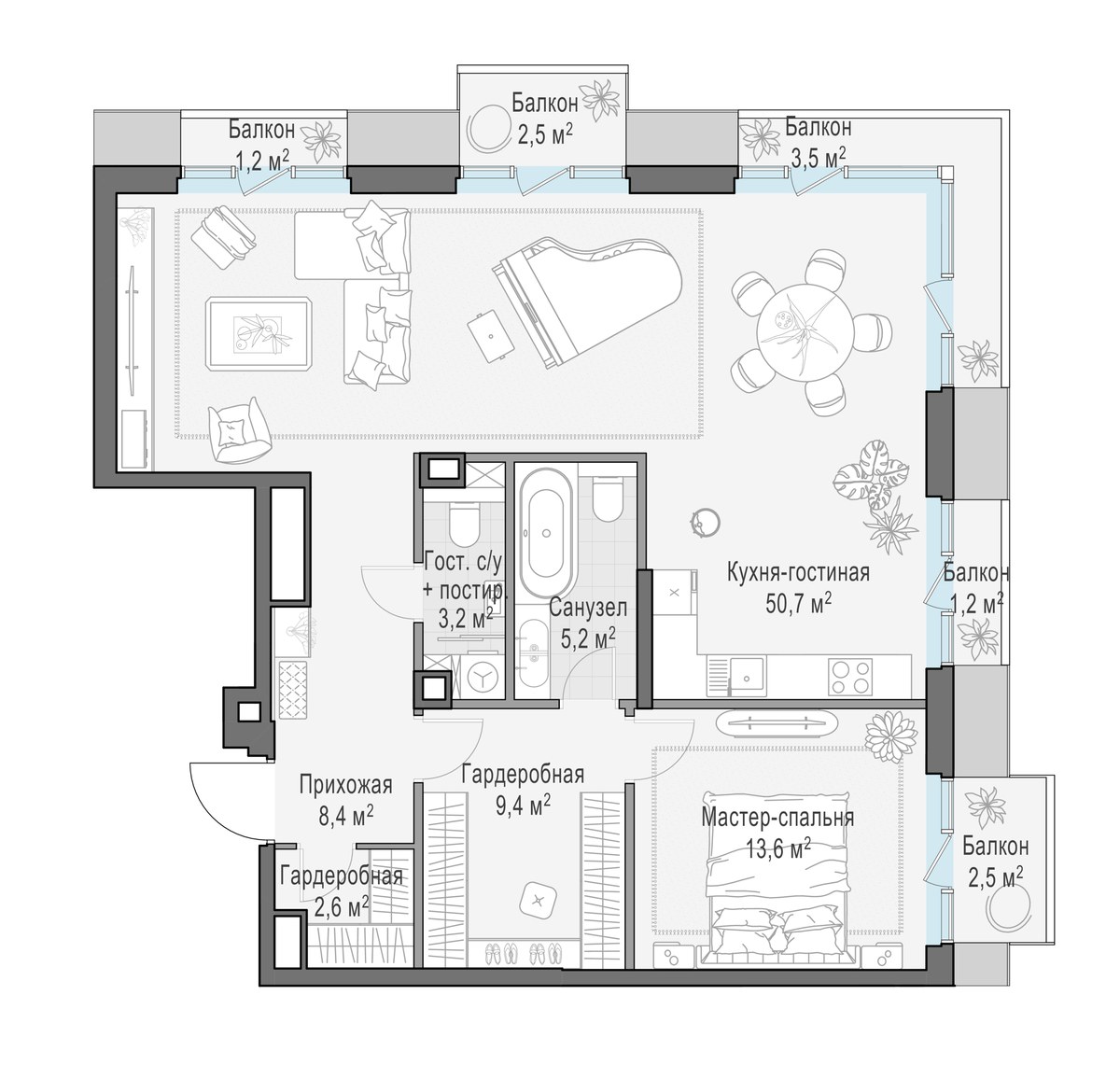 Планировка 95.3 м²